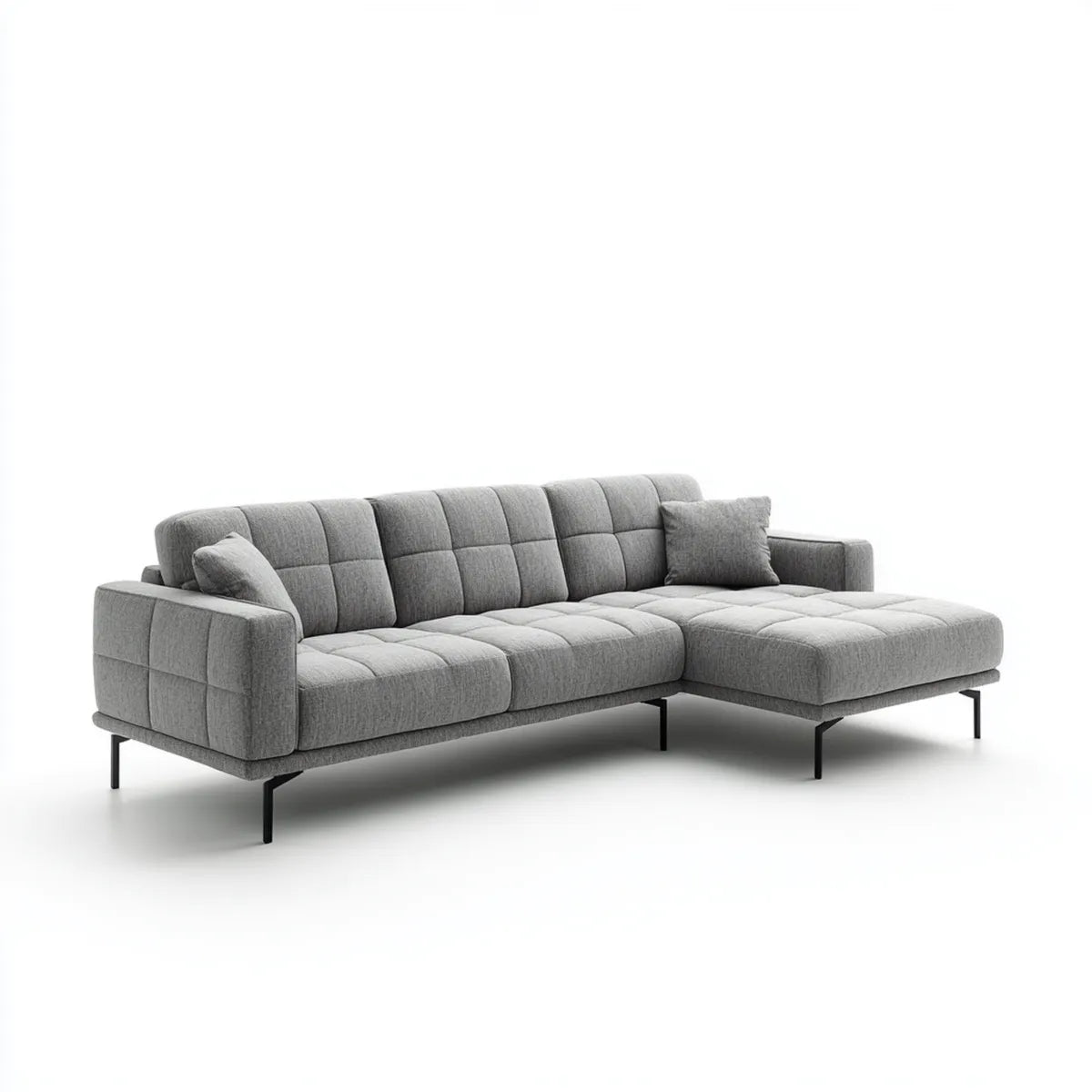 Ecksofa mit Recamiere rechts Grau 260 x 160 x 85 cm Polyester Schaumstoff Rechteckig