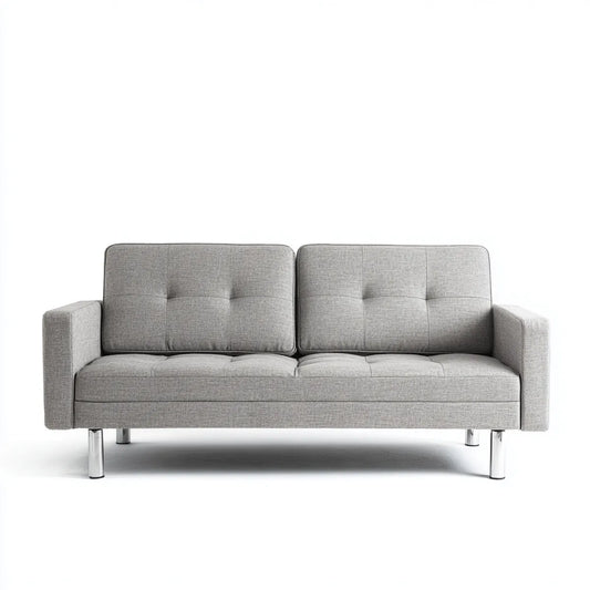 2-Sitzer Sofa Hellgrau 150 x 80 x 85 cm Polyester Stahl Rechteckig