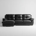 Ecksofa mit linker Recamiere in Schwarz aus PU-Kunstleder 280 x 160 x 88 cm L-Form