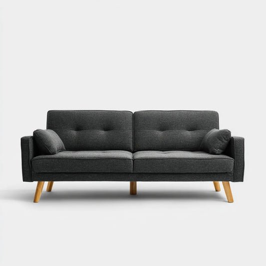 2-Sitzer Sofa Dunkelgrau 180 x 82 x 83 cm Polyester Massivholz Rechteckig