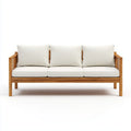 3-Sitzer Sofa Cremeweiß mit Akazien-Massivholzgestell Rechteckig 200 x 80 x 80 cm