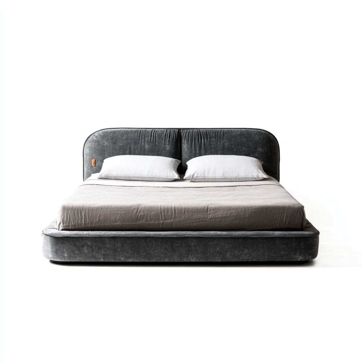 Doppelbett mit gepolstertem Kopfteil anthrazit 180 x 200 cm Polyestersamt rechteckig