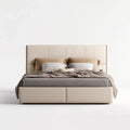 Polsterbett Doppelbett Beige 180 x 200 cm mit PU-Kunstlederbezug und rechteckigem Kopfteil