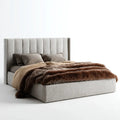 Polsterbett Doppelbett Hellgrau 180 x 200 cm Polyester Rechteckig