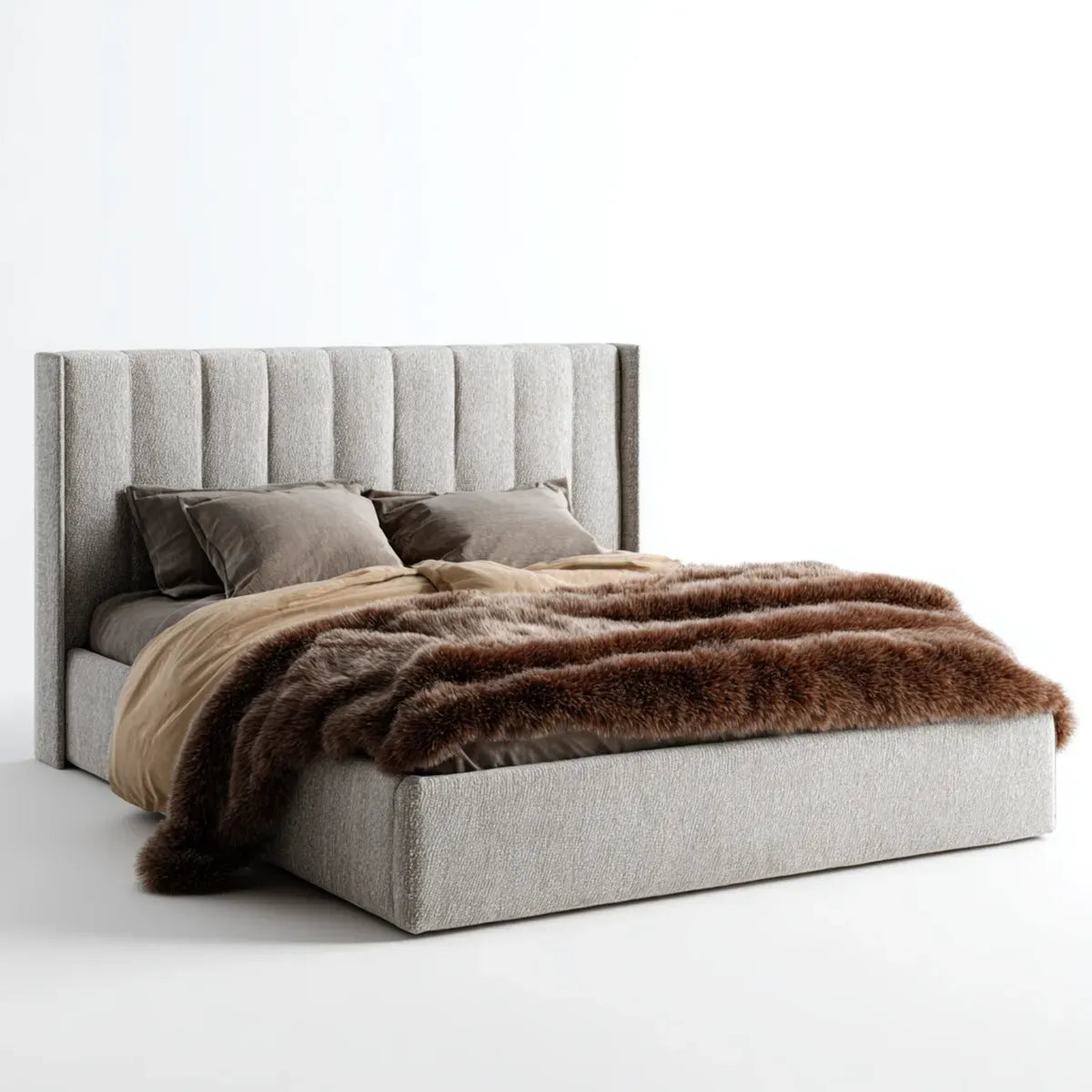 Polsterbett Doppelbett Hellgrau 180 x 200 cm Polyester Rechteckig