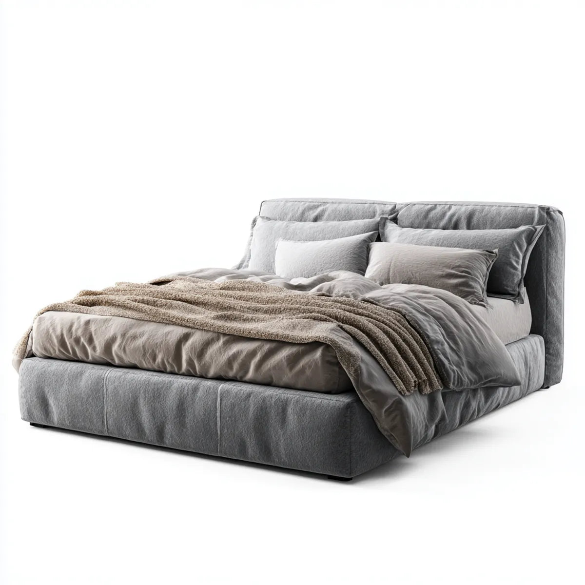 Polsterbett Doppelbett Grau 180 x 200 cm Polyester-Samt Rechteckig