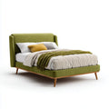 Polsterbett Doppelbett Olivgrün 160 x 200 cm Polyester Massivholz Rechteckig