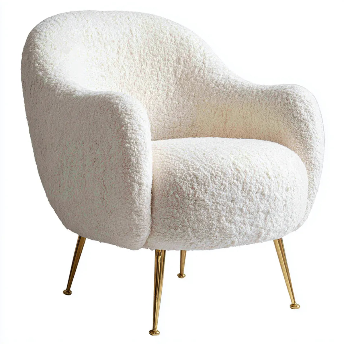 Bouclé Sessel Cremeweiß mit Stahlbeinen 75 x 78 x 78 cm