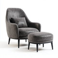 Sessel mit Hocker Dunkelgrau 76 x 82 x 92 cm PU-Kunstleder Set