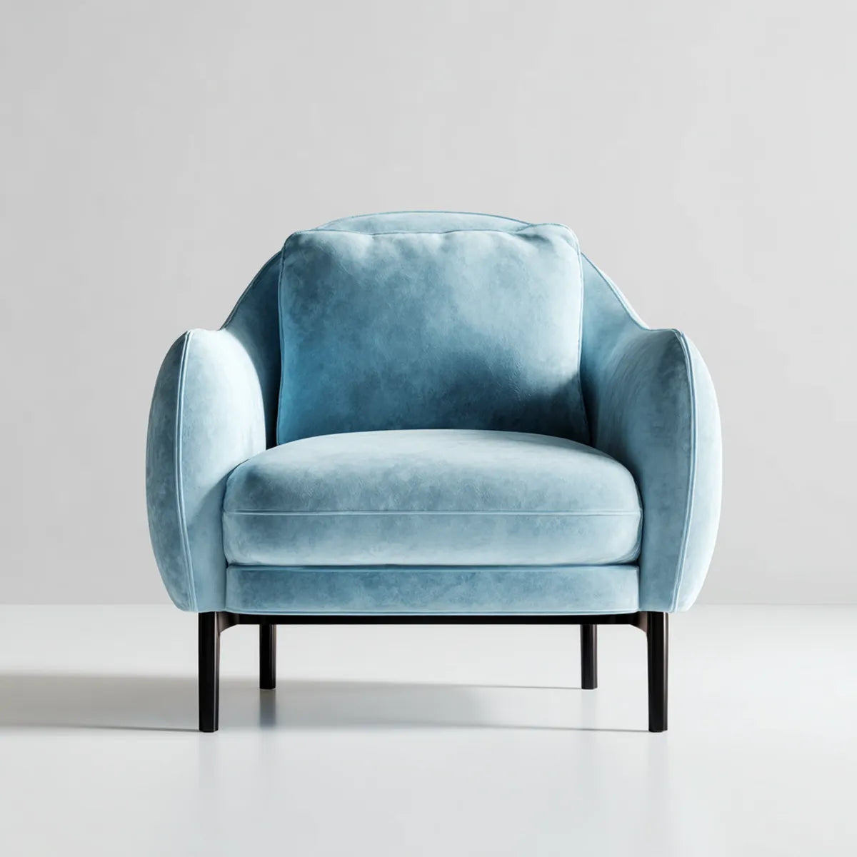 Sessel Hellblau 82 x 78 x 84 cm Samt aus Polyester mit Schaumstoffpolsterung in abgerundeter Form