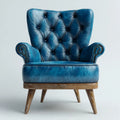 Ohrensessel Blau 78 x 85 x 105 cm mit PU-Kunstlederbezug und Massivholzbeinen