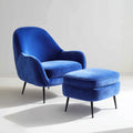 Sessel mit Hocker Blau Polyester-Samt abgerundet 75 x 78 x 92 cm und 60 x 45 x 42 cm