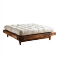 Doppelbett Futonbett-Set Dunkelbraun Creme 180 x 200 cm Massives Akazienholz Baumwolle Rechteckig
