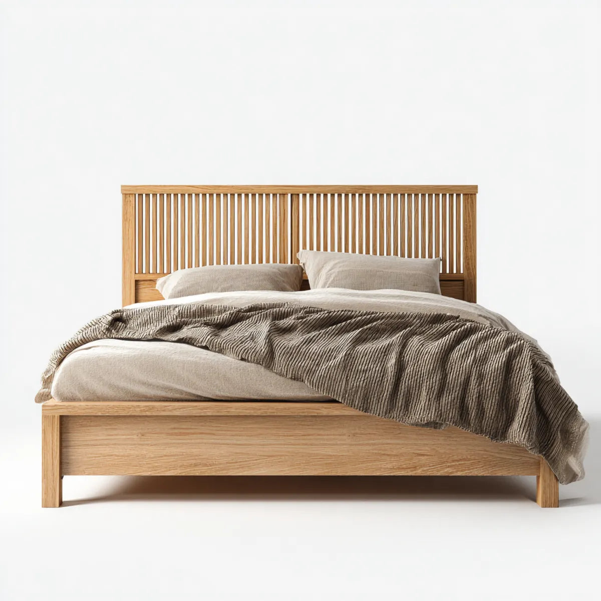 Doppelbett Massivholz Eiche natur 180 x 200 cm rechteckig