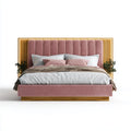 Doppelbett Polsterbett Rosa 180 x 200 cm Polyester-Samt Rechteckig mit LED-Beleuchtung