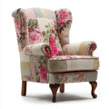 Ohrensessel Rosa Creme 86 x 90 x 108 cm Polyester-Jacquard mit Blumenmuster
