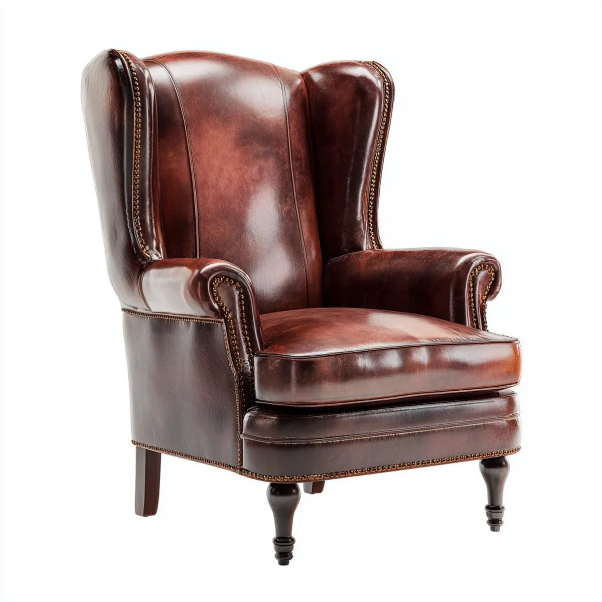 Ohrensessel Braun 78 x 88 x 108 cm mit PU-Kunstlederbezug und Massivholzbeinen